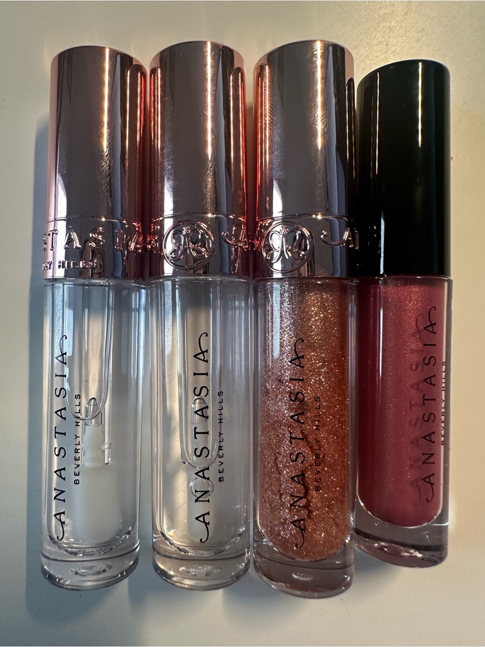 Anastasia Beverly Hills Clear, Rose Gold Glitter & Rose Sheer Lip Gloss Quartet